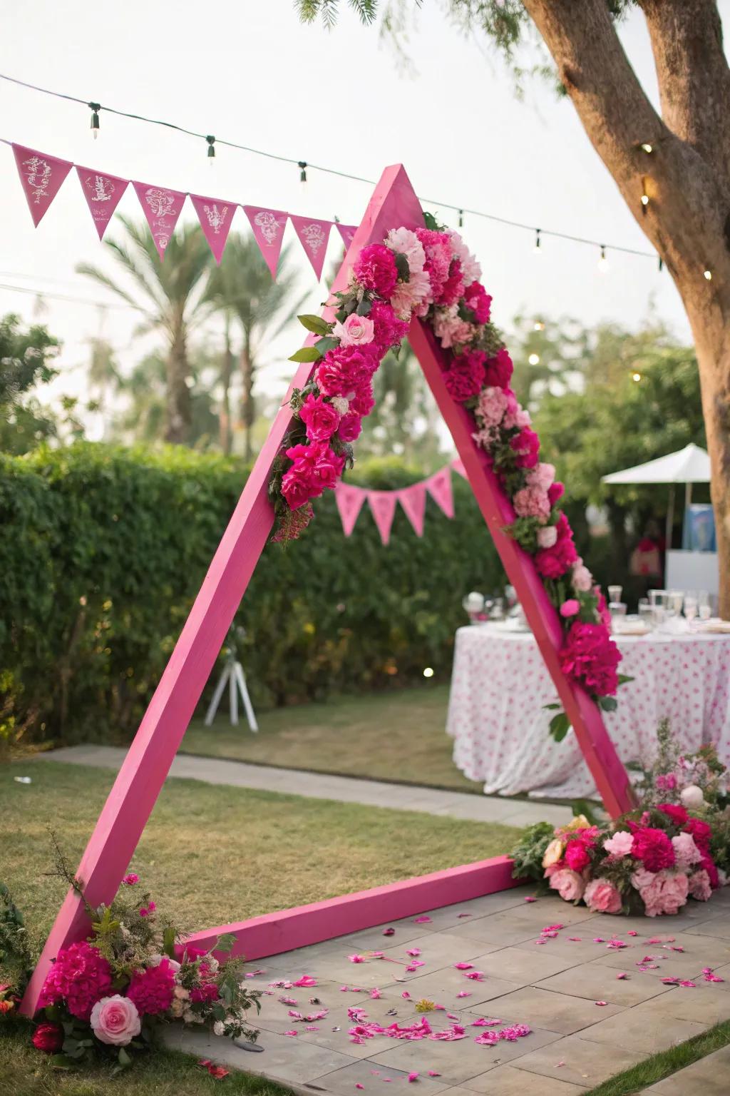 A striking triangle arch that introduces a burst of color and excitement.