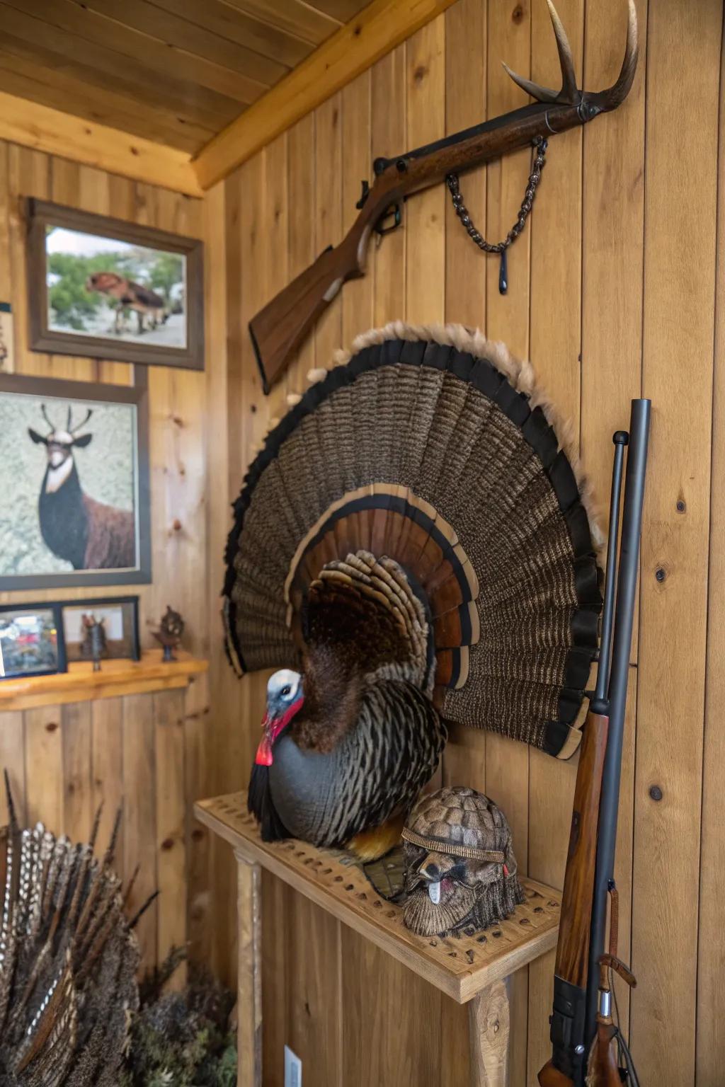 Whiskers and keels contribute extra flair to a turkey tail mount.