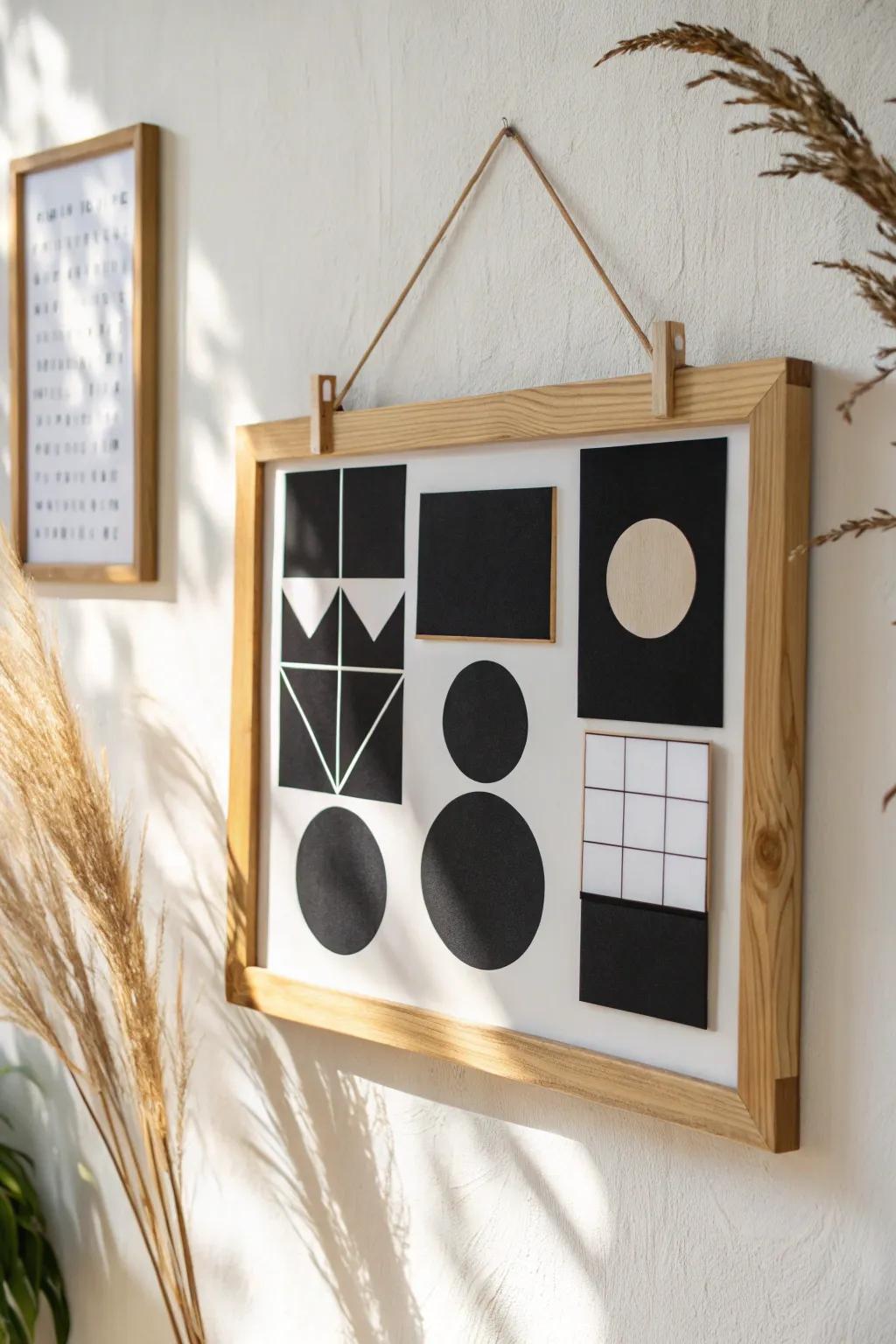 Enhance your area with minimalist elegance: a monochrome bulletin board that radiates simplicity and sophistication.