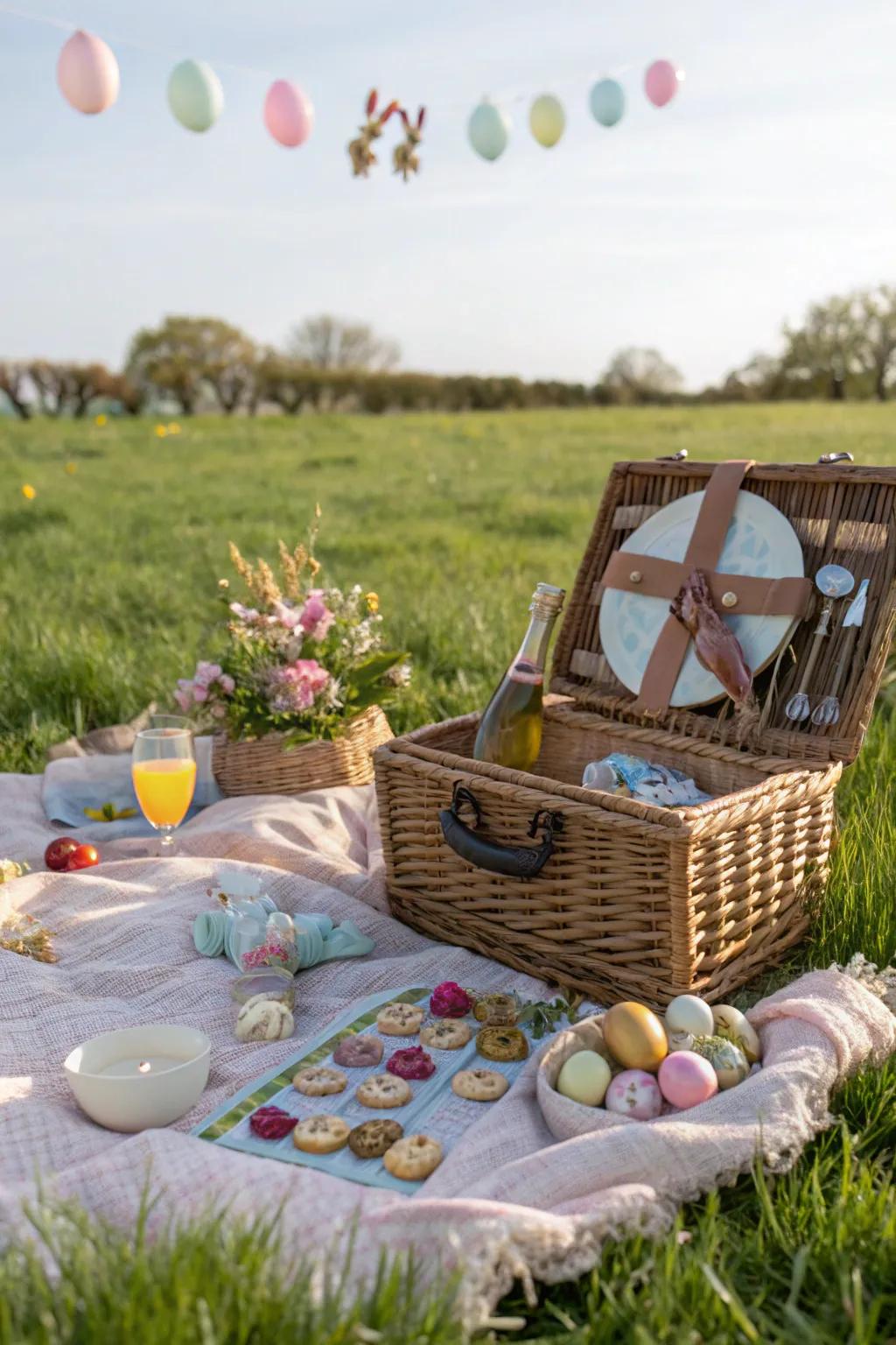 An al fresco basket for a delightful Easter celebration under the open sky.
