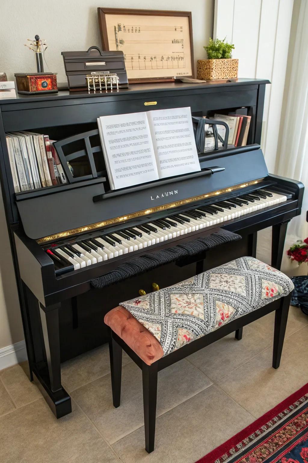 Maintain stylishly organized music necessities.