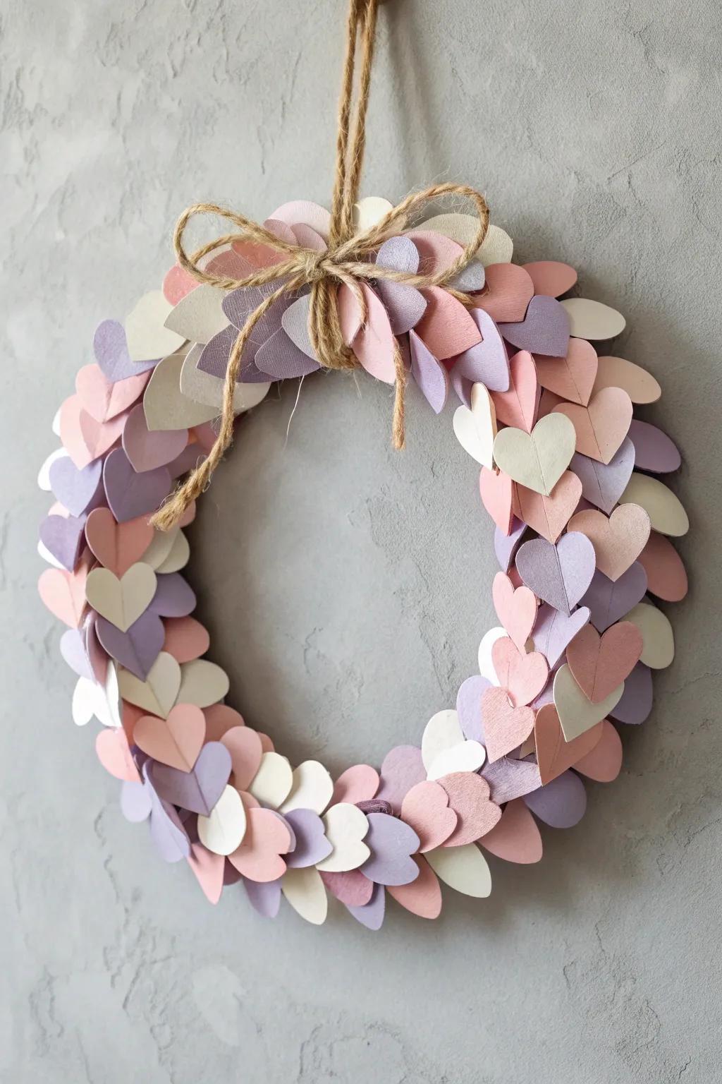Embrace simplicity and allure with this DIY building paper wreath, ideally suited for an element of handmade sophistication this Valentine's Day.