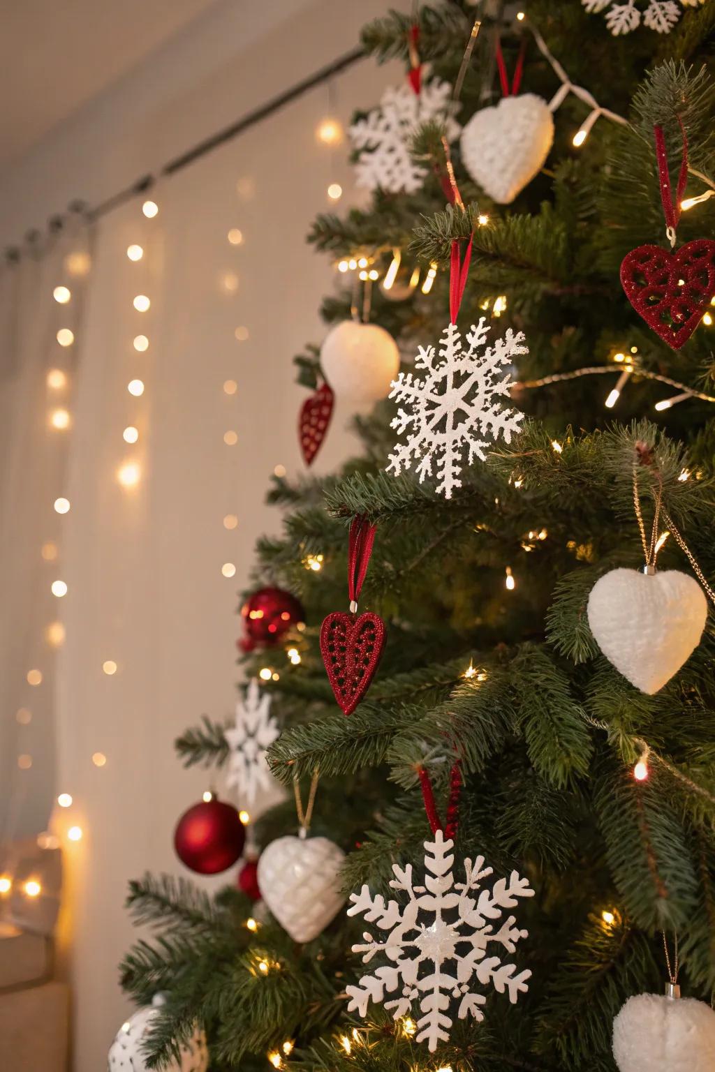 Honor both seasons with a combination of Christmas and Valentine's elements.