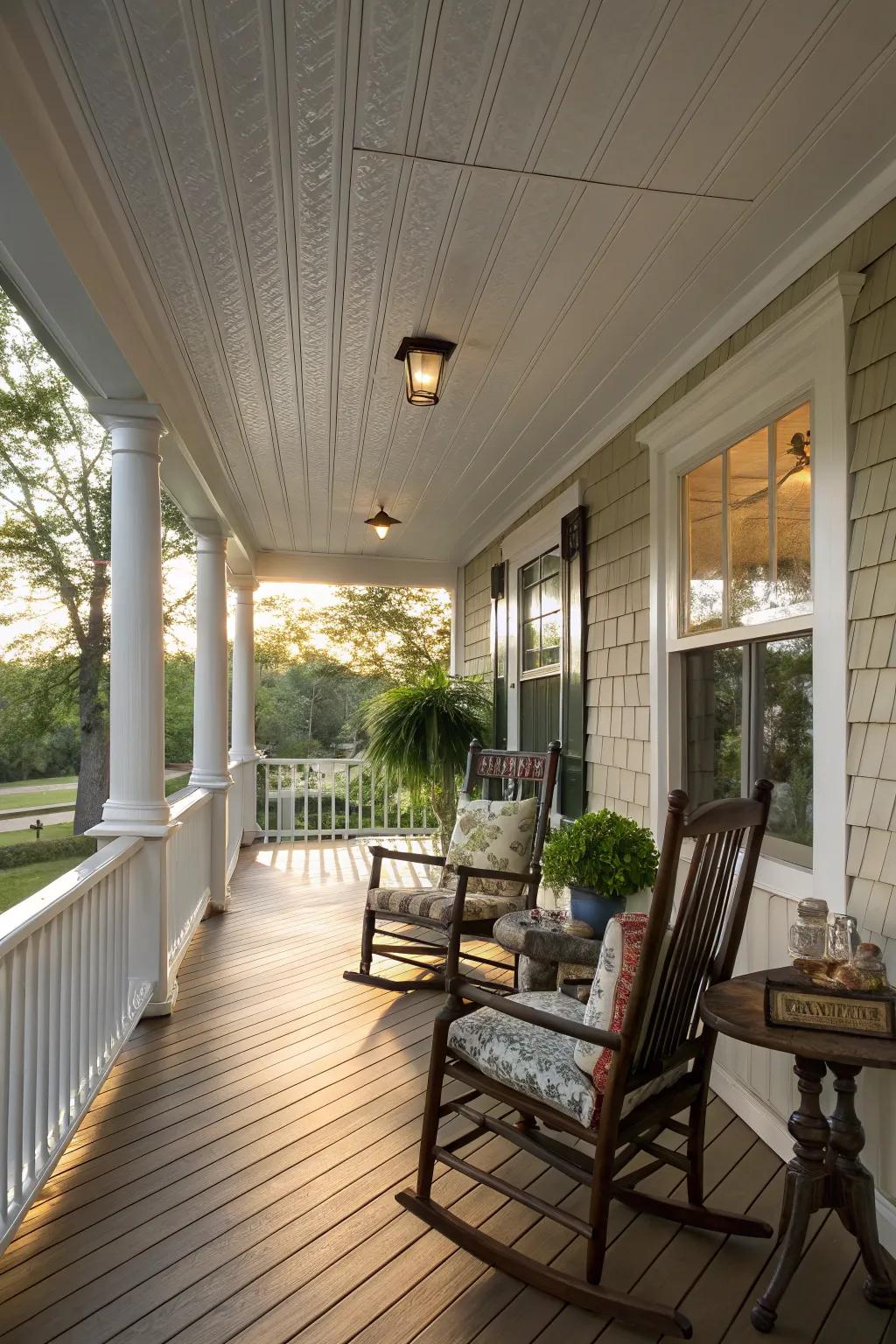 Vinyl soffit panels bring a timeless appeal to porch canopies.