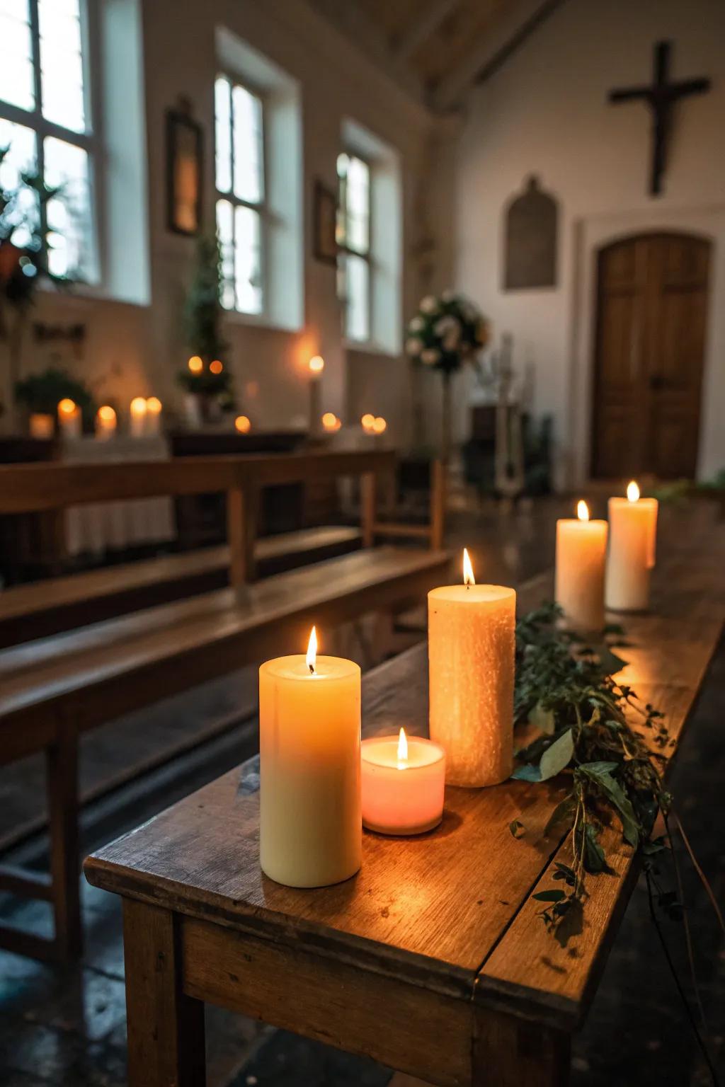 Warm-toned votive candles amplify the atmosphere of your area.