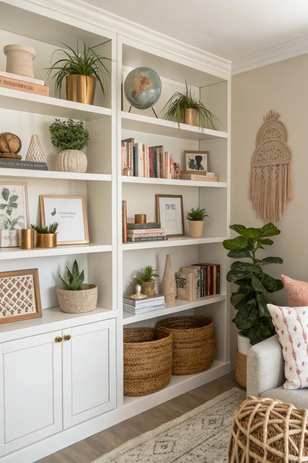 Achieve a unified look with shelves that complement your color scheme.