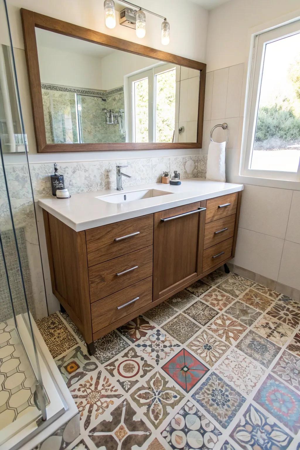 Infuse your bathroom with individuality using creative tile designs.