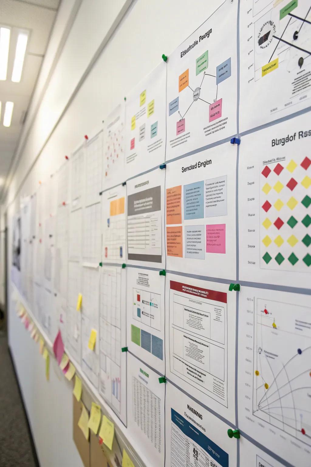 A strategy-oriented wall to maintain the team on the same page and highly motivated.