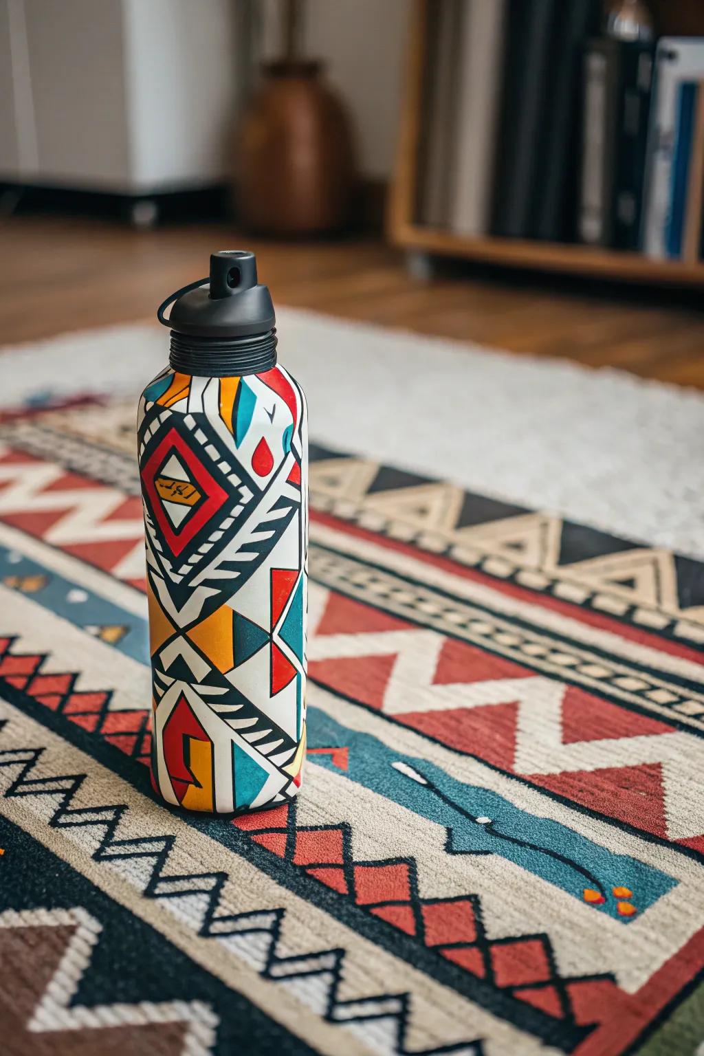 Geometric reusable bottle decorations for a modern style.