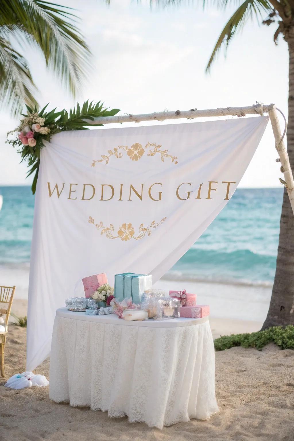 A fabric banner offers a soft, romantic touch.
