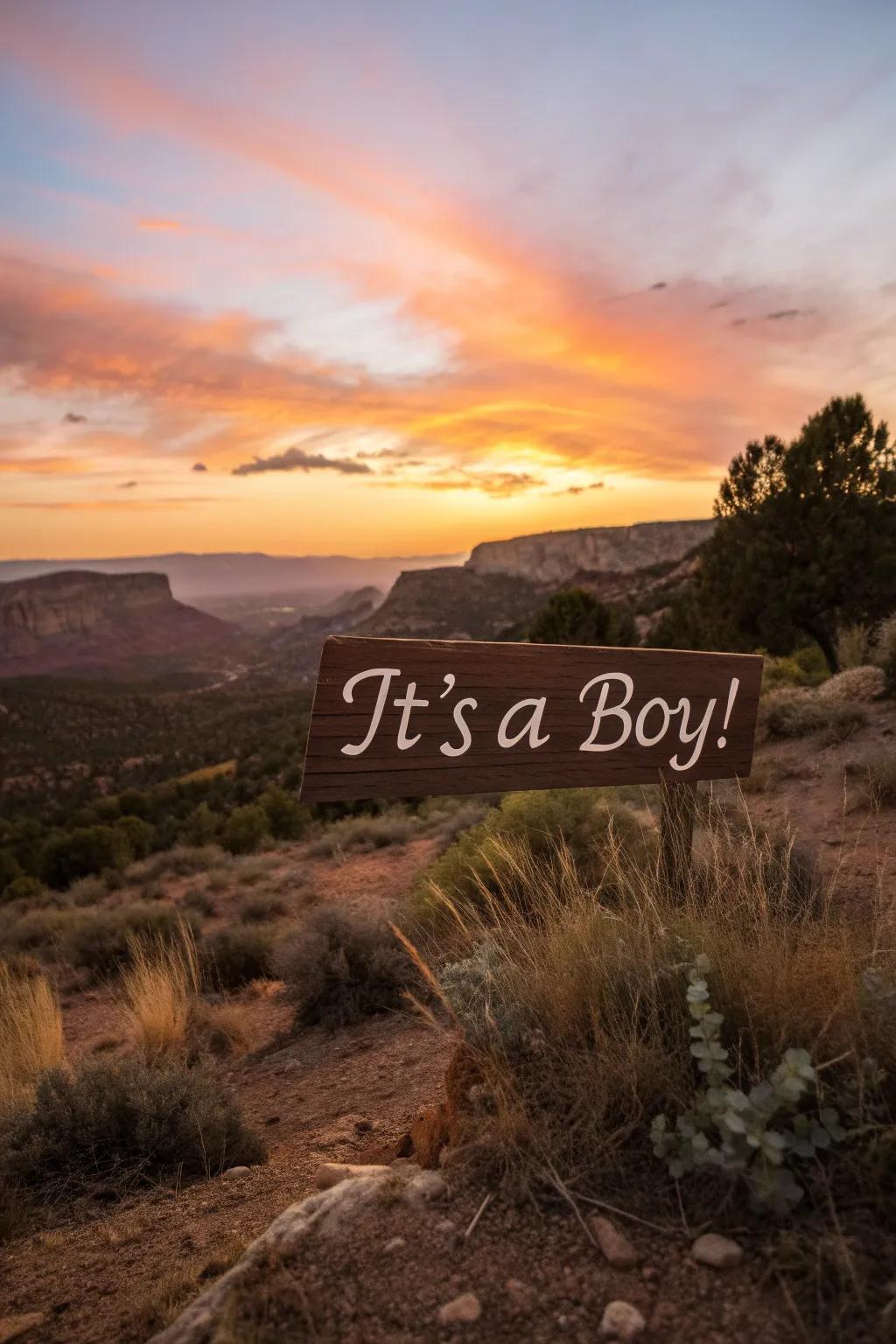 A sunset provides a stunning backdrop for your big news.