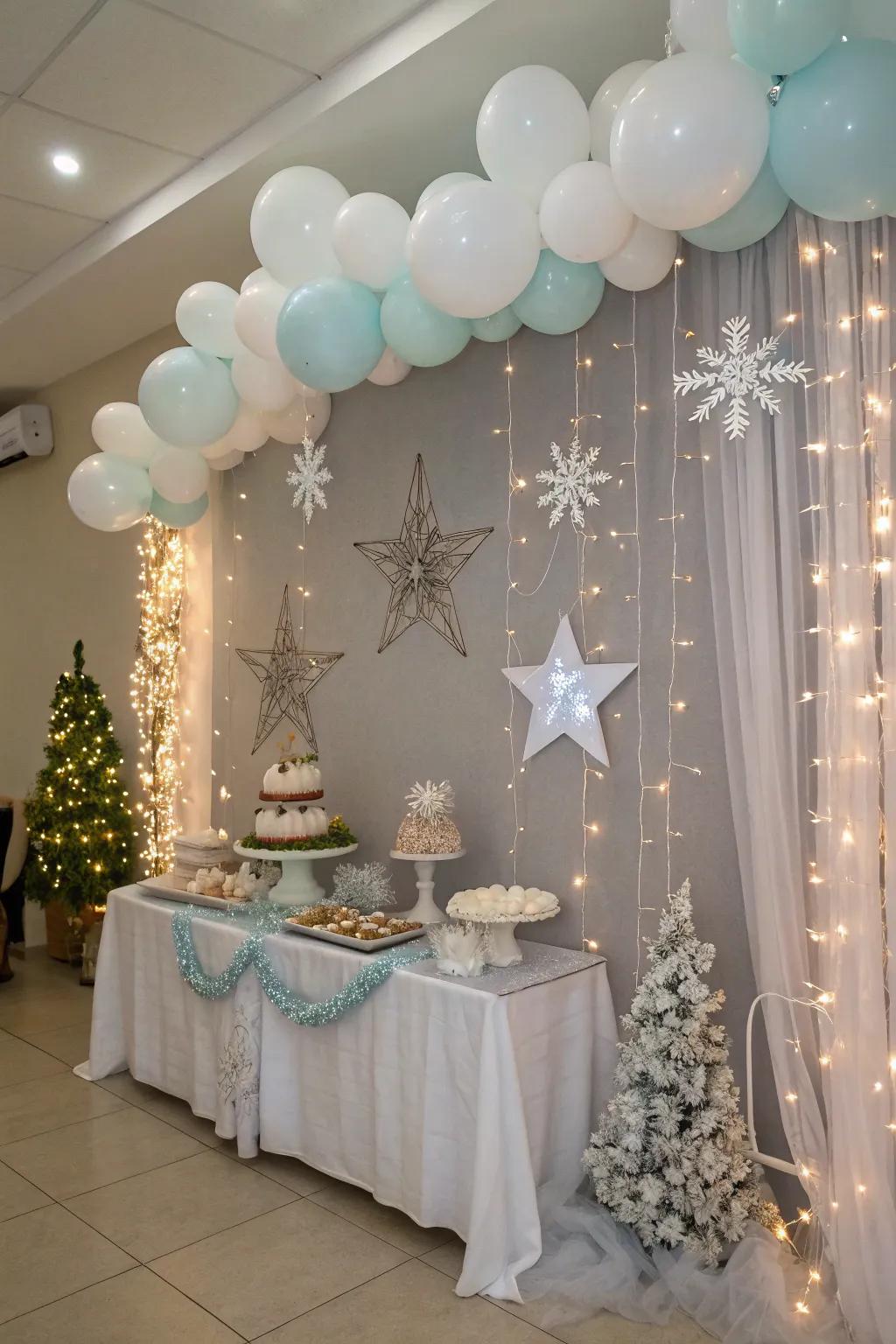 A twinkling star and ice crystal themed baby shower.