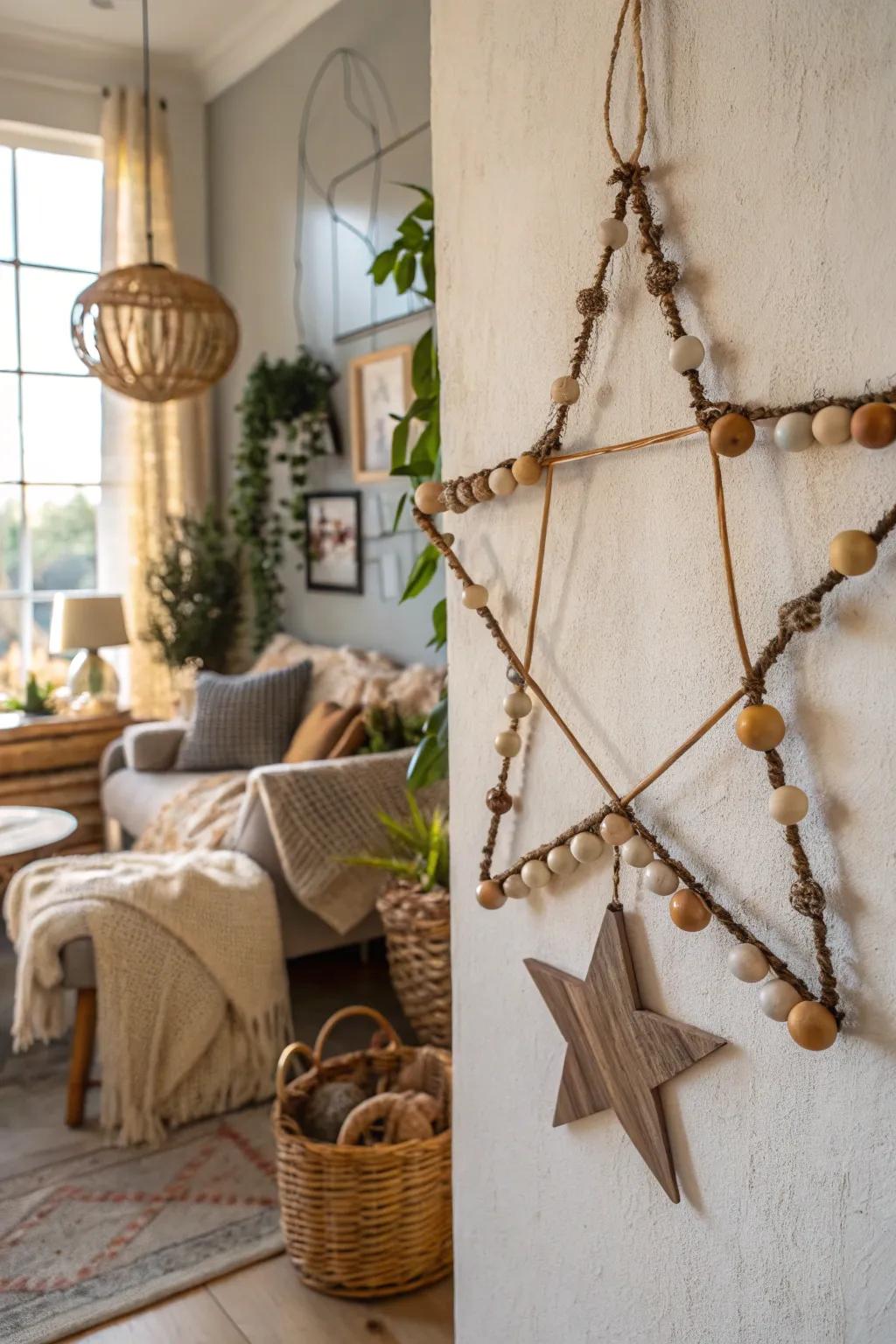 A boho beaded star garland contributes all-natural allure to your vicinity.