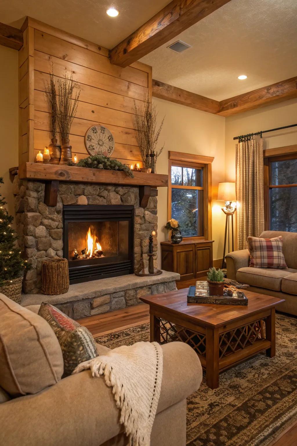 Earthy tones perfectly complement your fireplace.