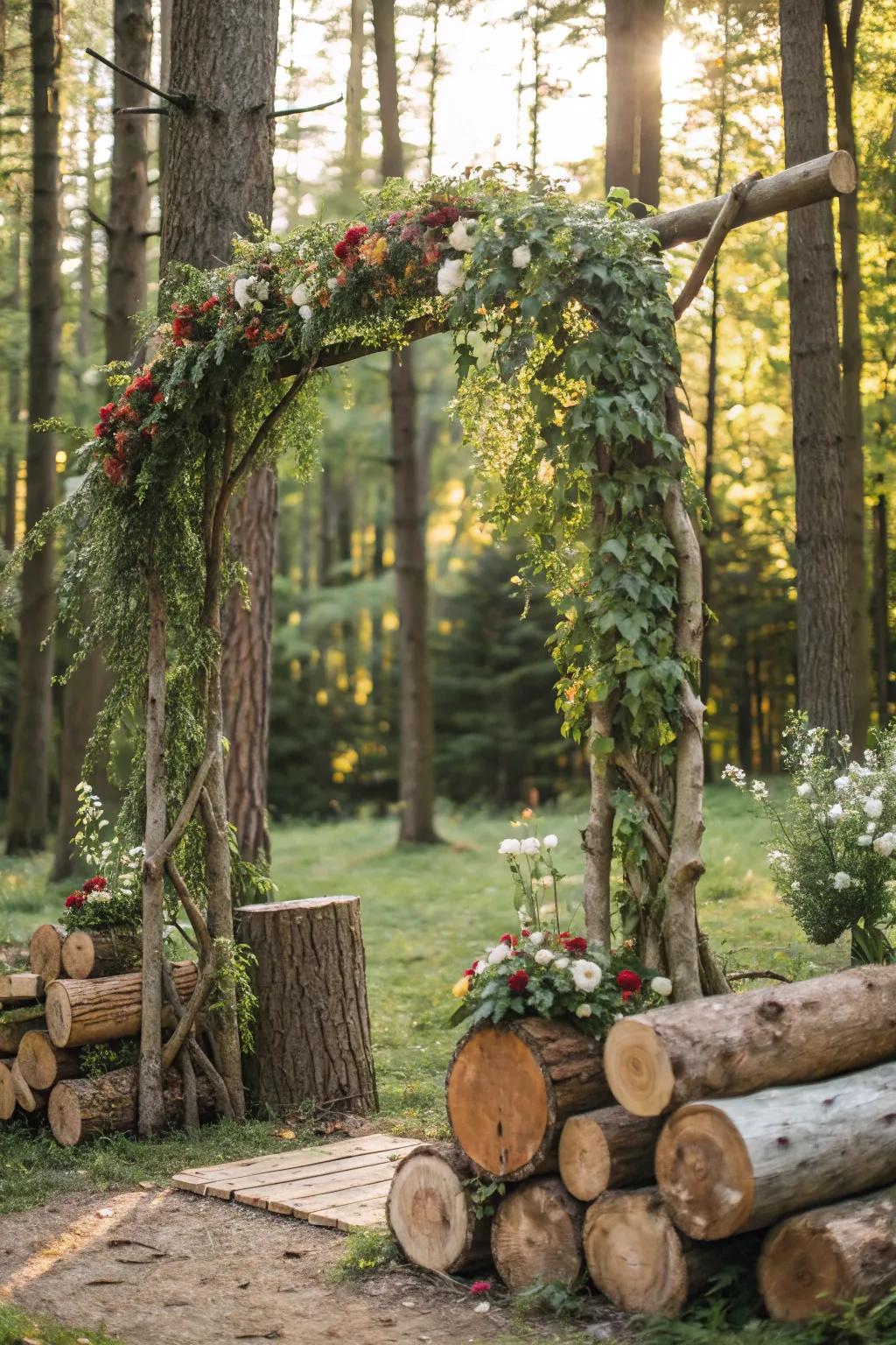 A woodland-inspired backdrop introduces the allure of nature to your wedding.