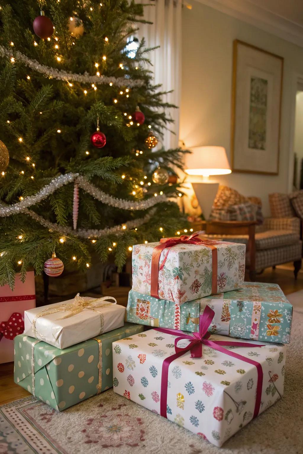 Gifts wrapped with care enhance the celebratory decor.
