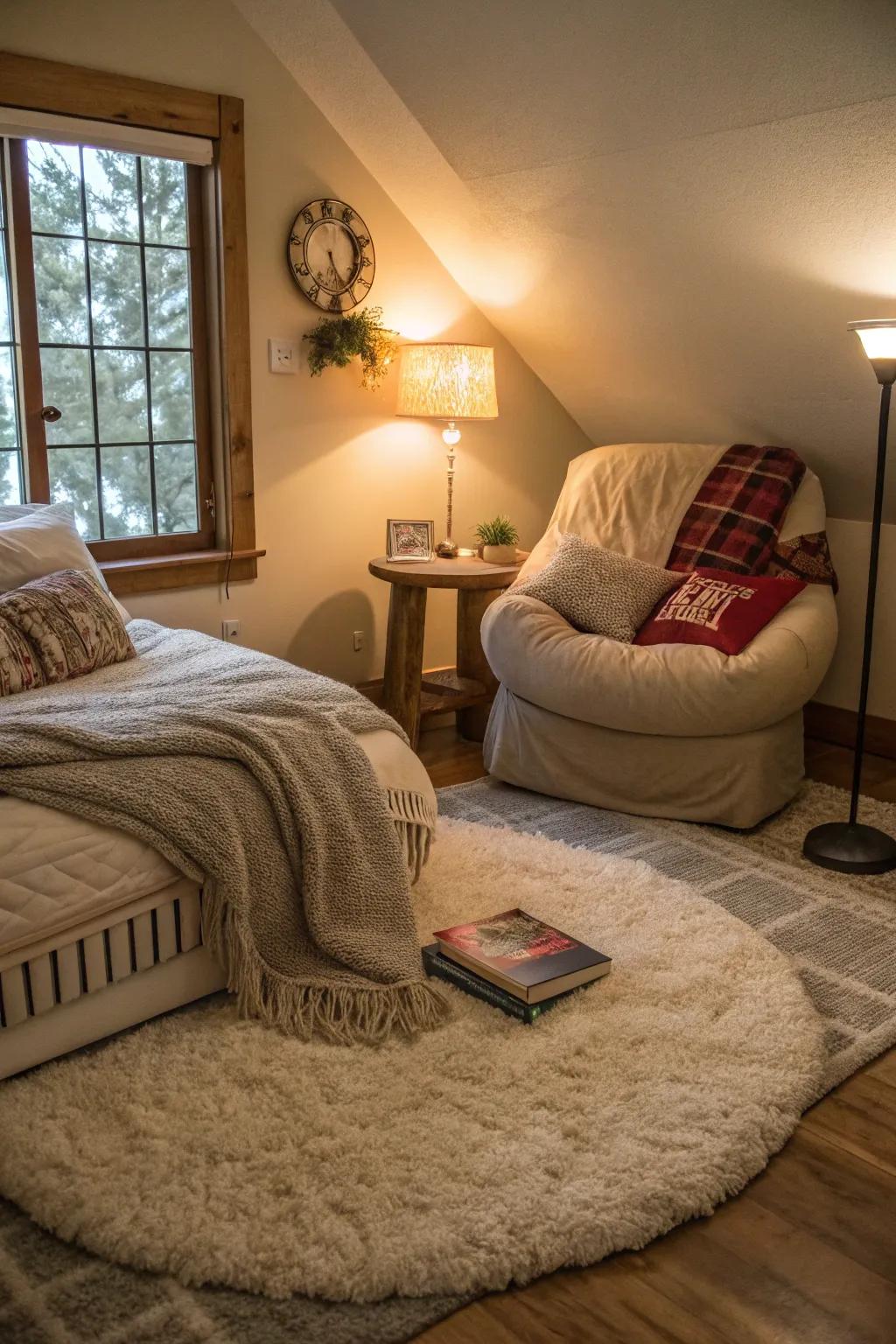 A plush carpet characterizing an inviting area, ideal for relaxation.