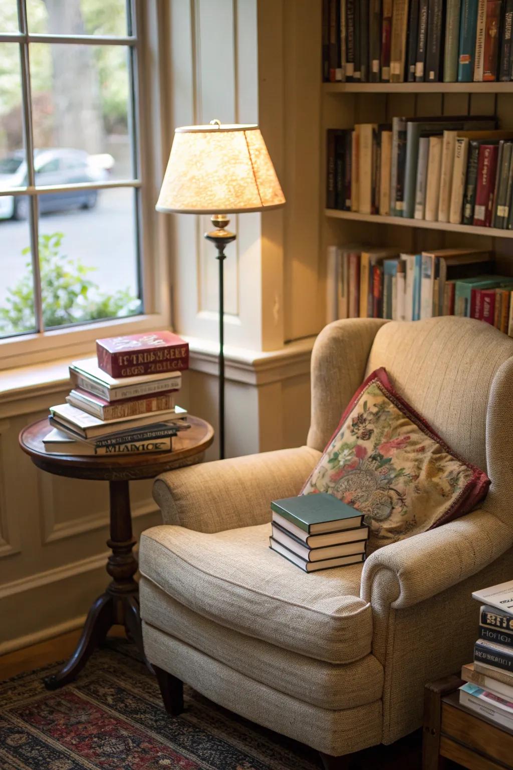 Secluded literary niche representing a serene breakaway.