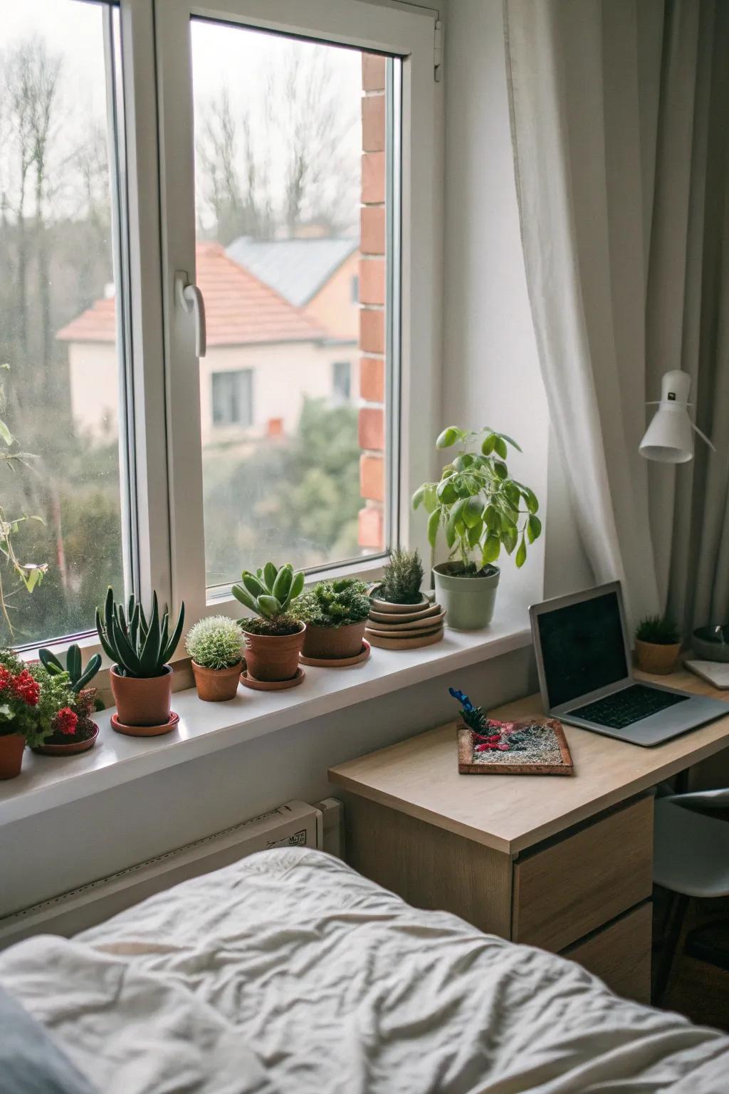 Greenery injects a refreshing and lively element into the space.