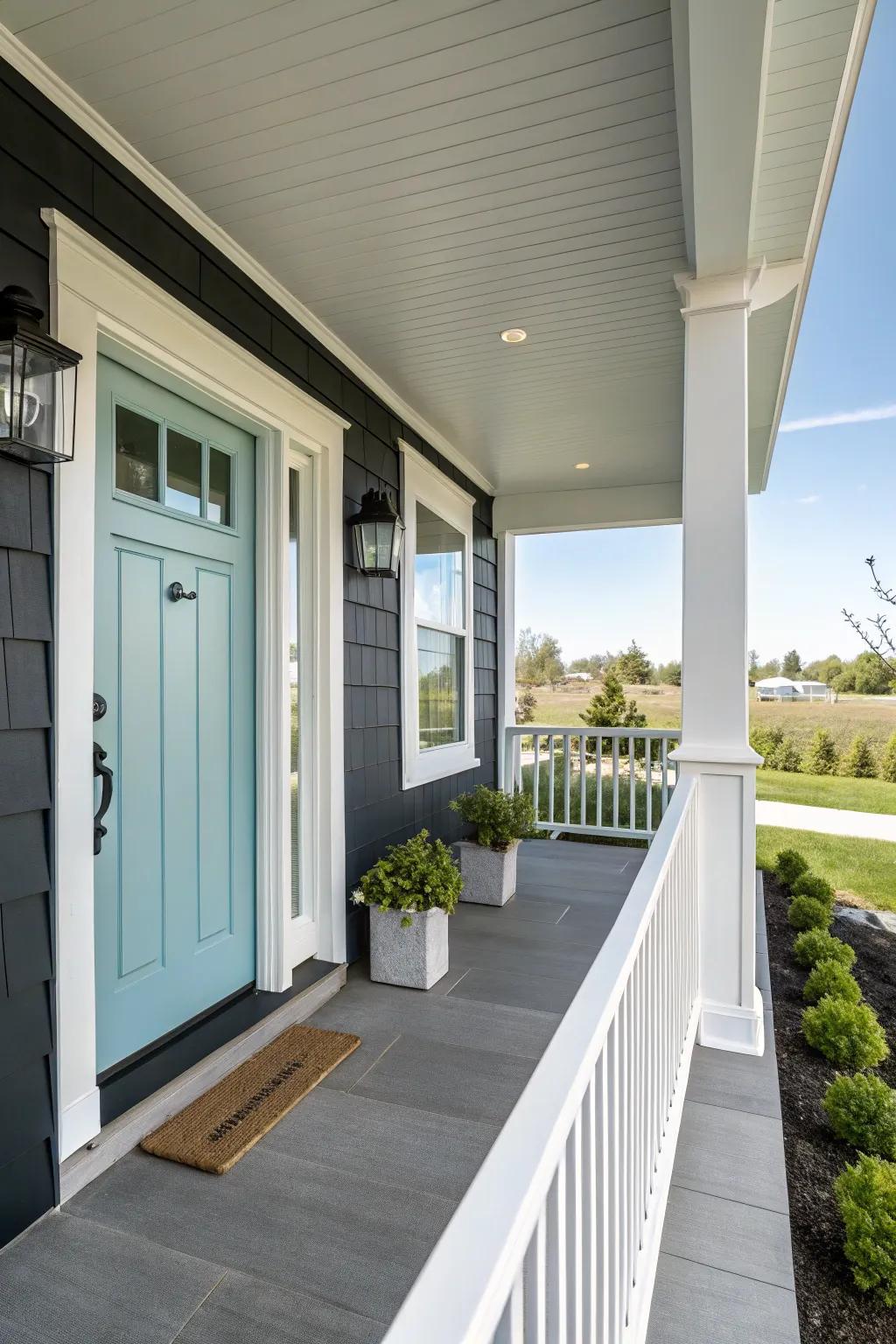 Contrasting hues bring contemporary style to your porch.