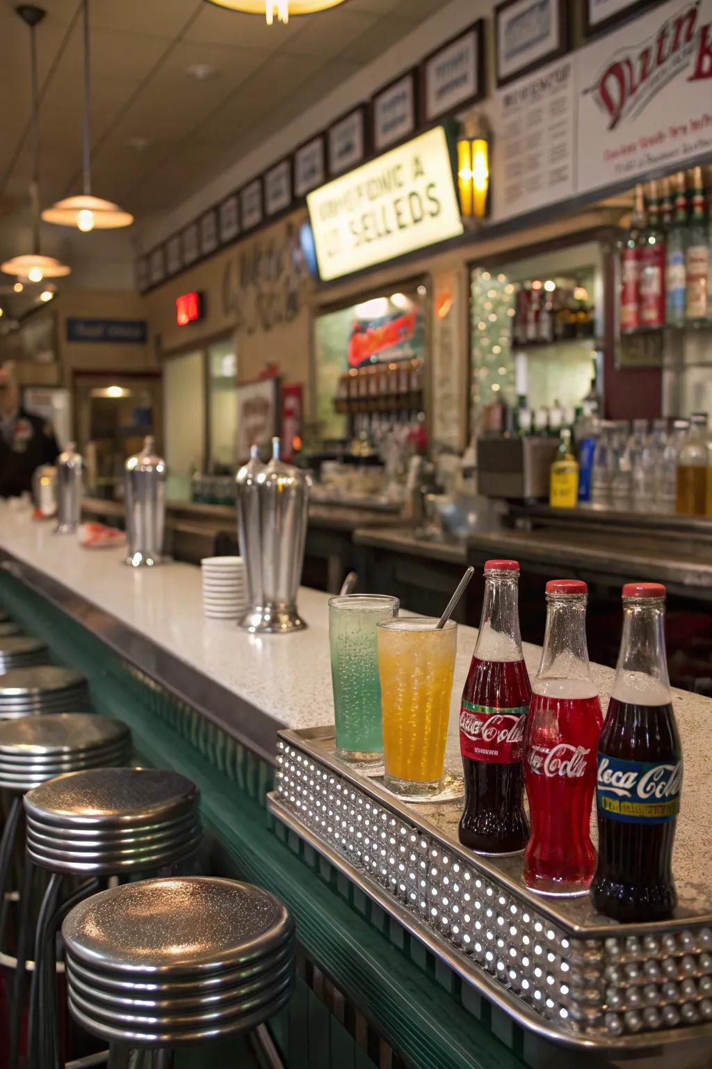 Offer a sugary and effervescent sensation through a classic soda fountain setup.