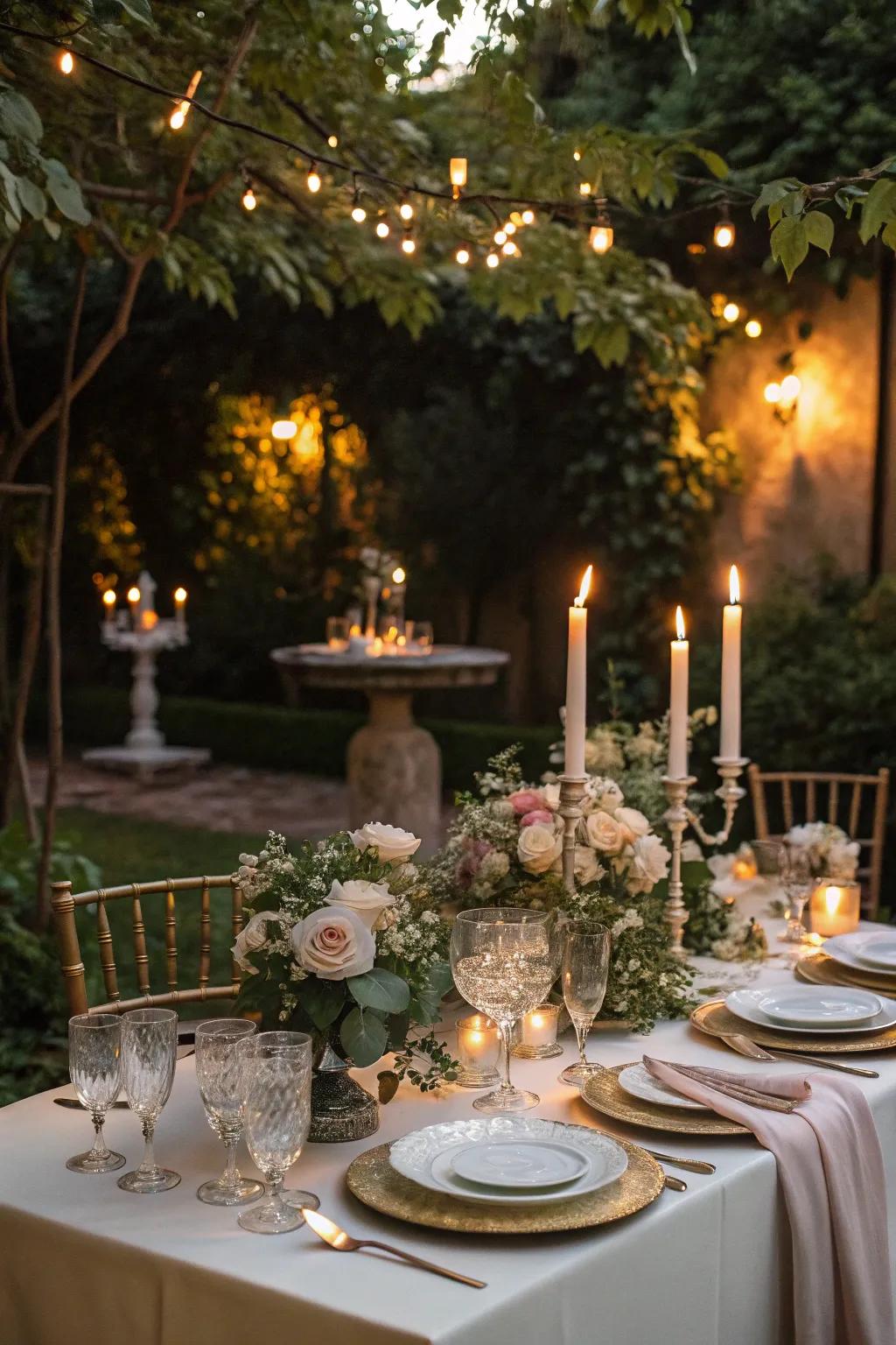 Savor a romantic lantern-lit supper in a beautiful garden setting.
