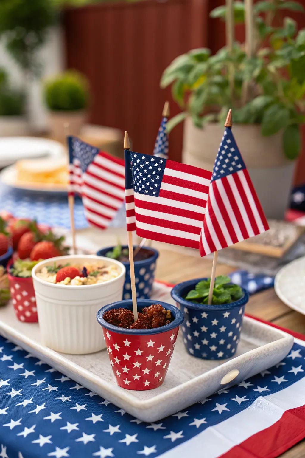 Small flags adding a patriotic flair