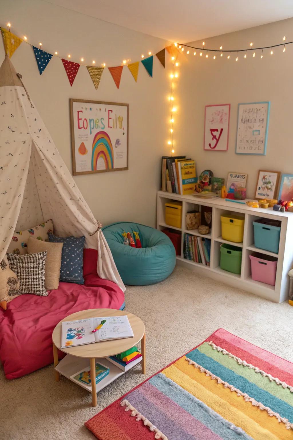 Dedicated play areas encourage creativity and provide a special nook for activities.