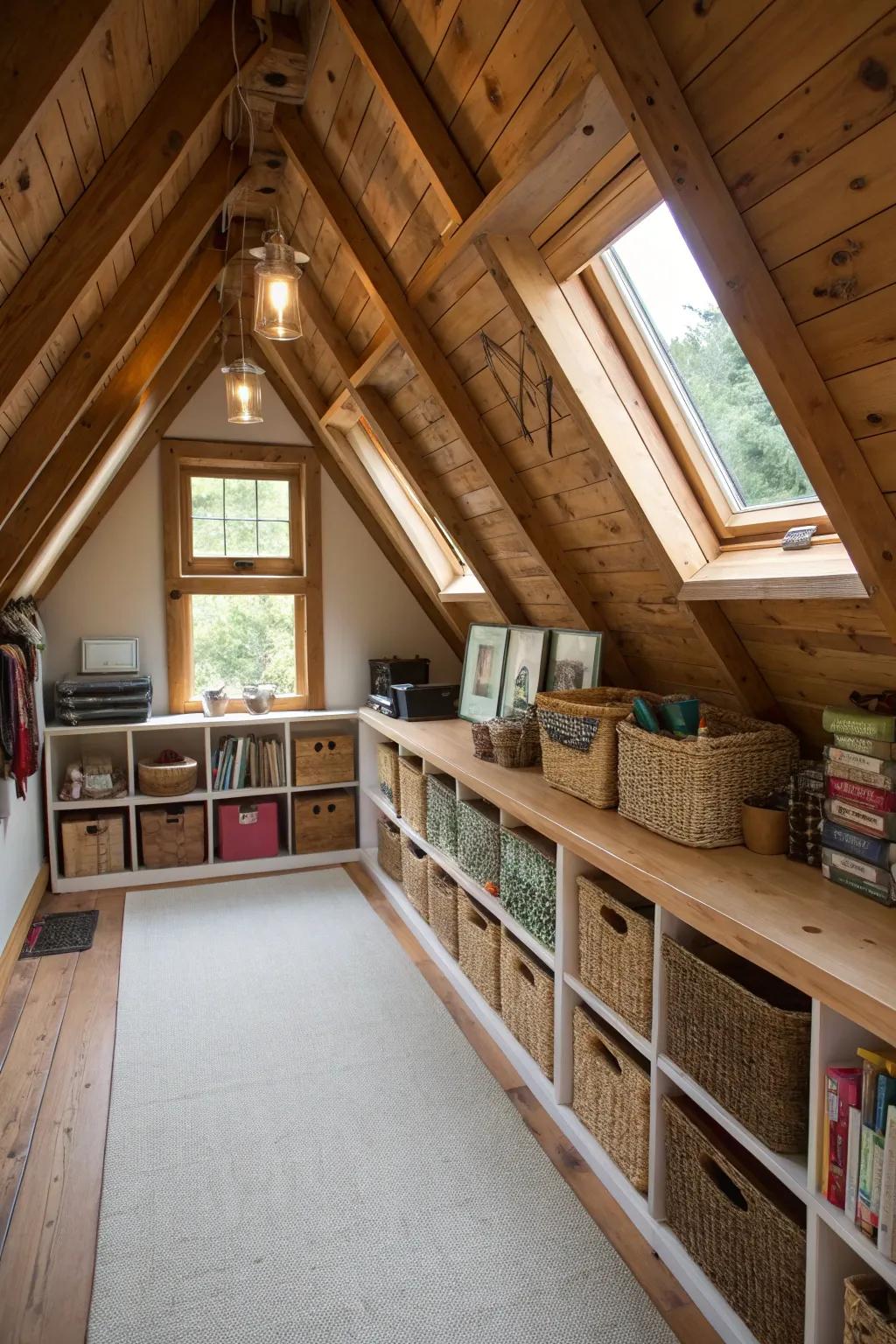 Utilize every nook and cranny for imaginative storage and decor.
