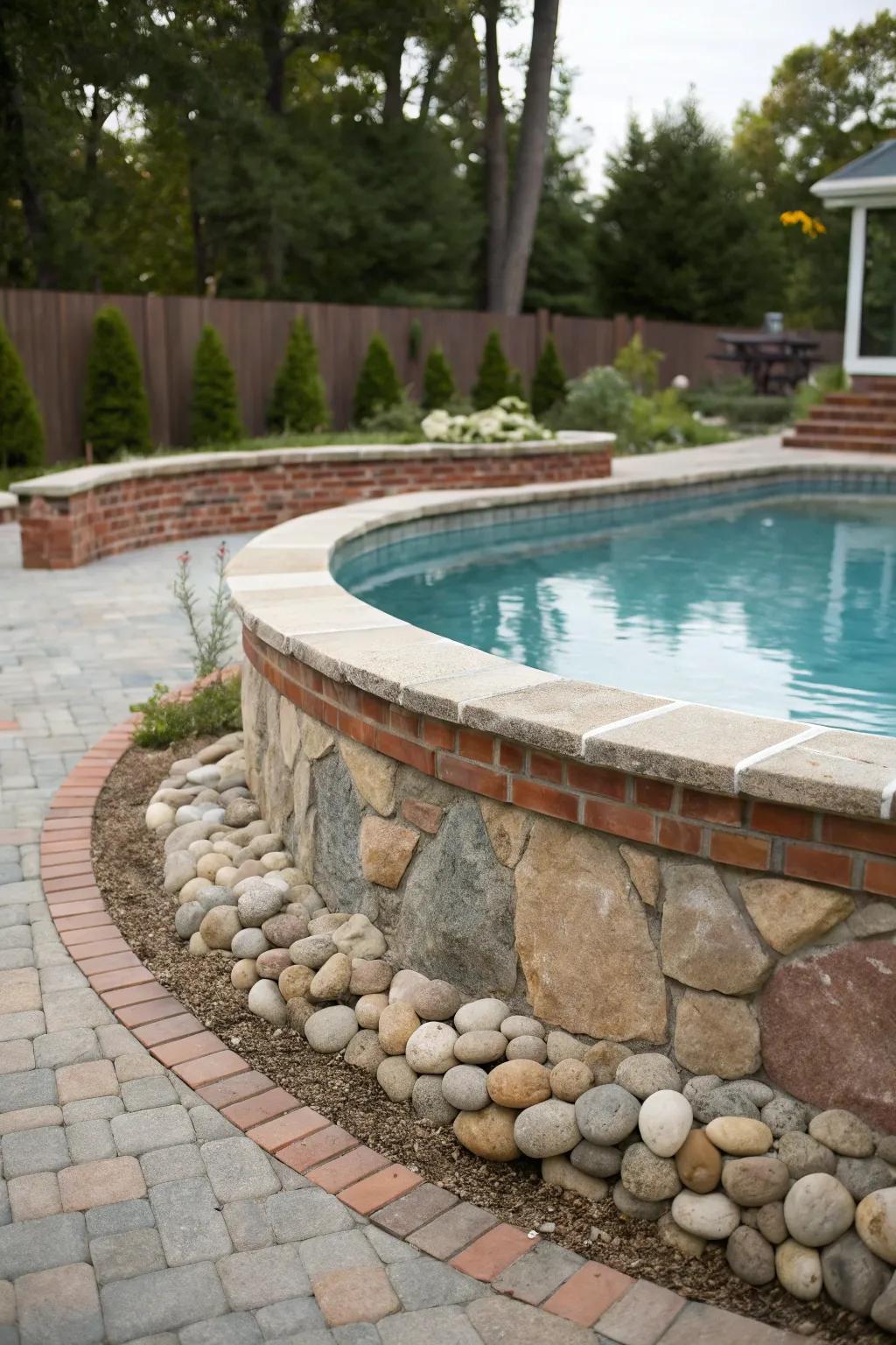 Rock and brick embellishments introduce rustic allure.