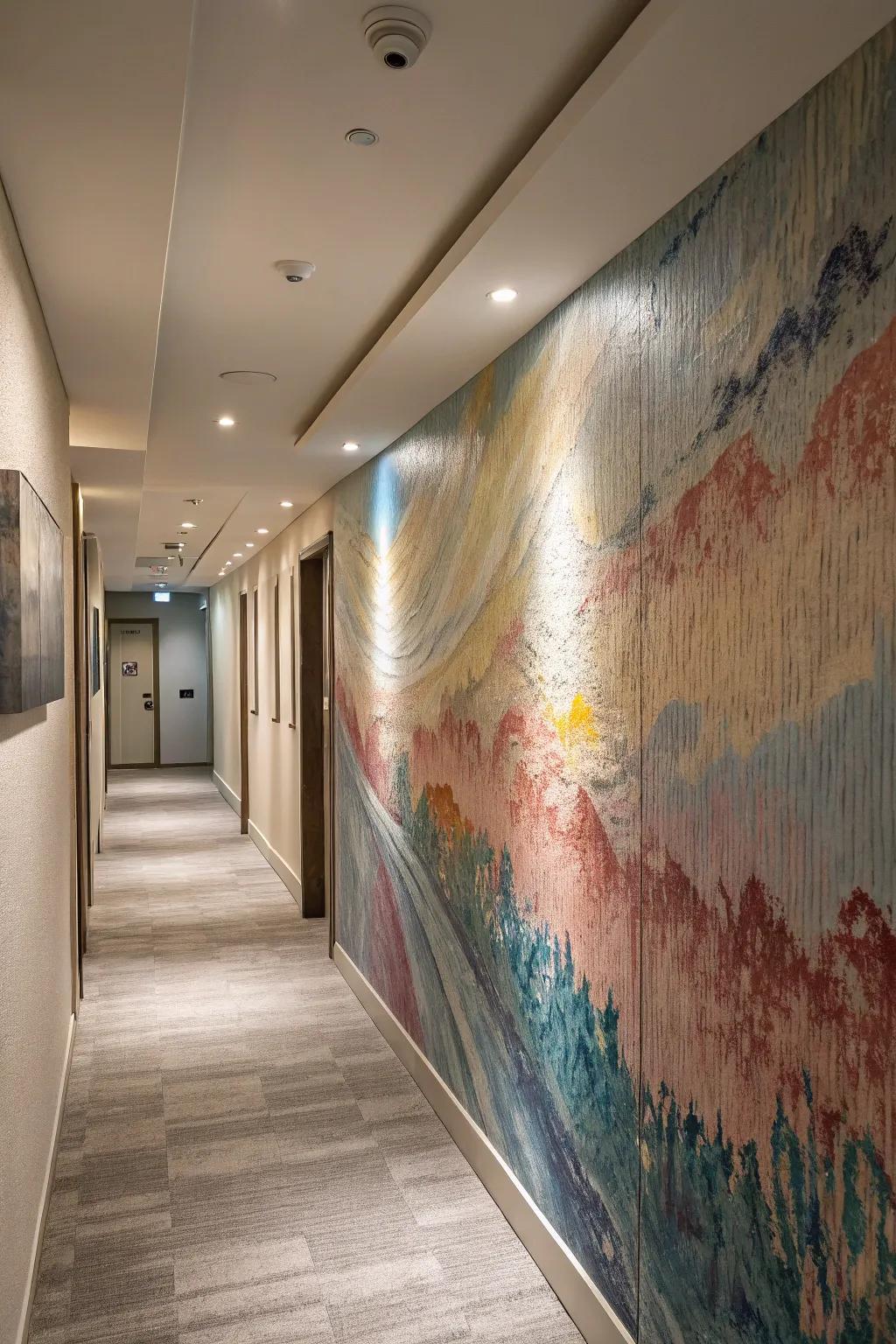 Textured illusion incorporates dimension and intrigue to any wall.