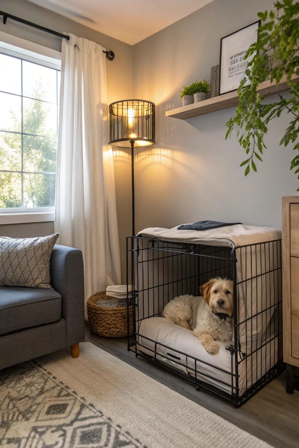 Strategic placement transforms kennels into fundamental design components.