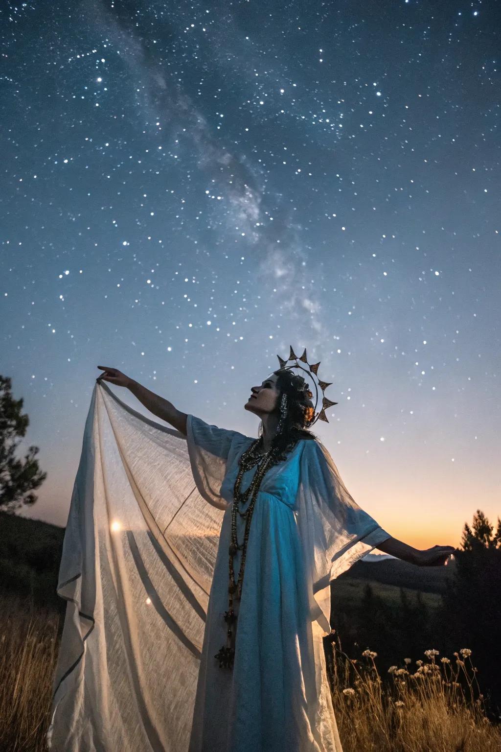 A goddess emanating astral allure.