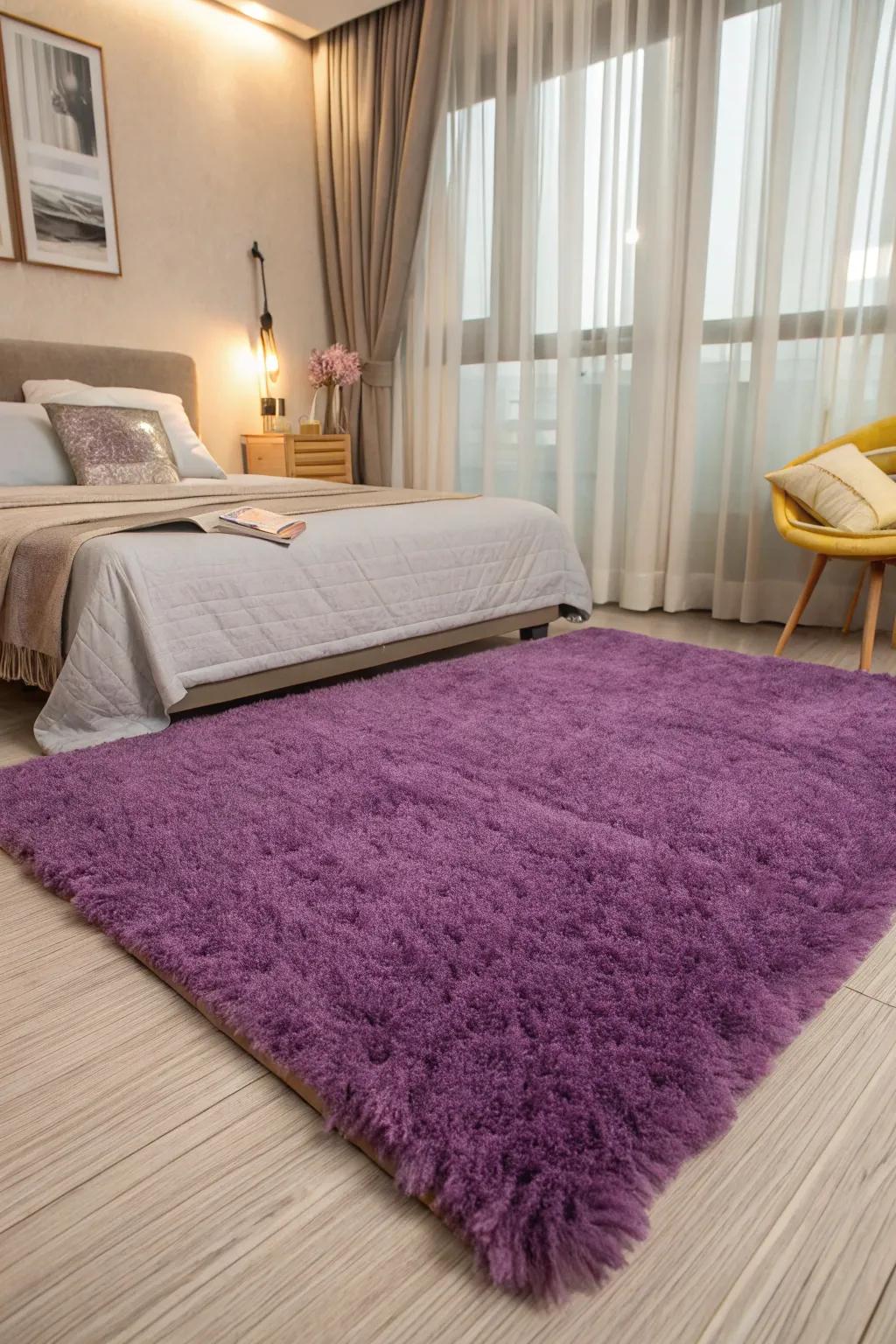 Step into solace with a delicate amethyst rug.