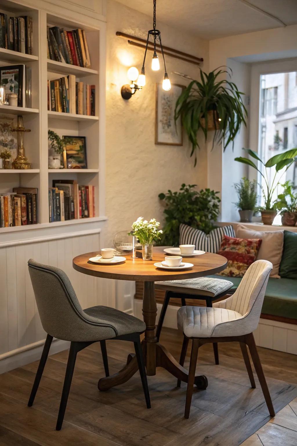 Circular tables enhance flow and adaptability.
