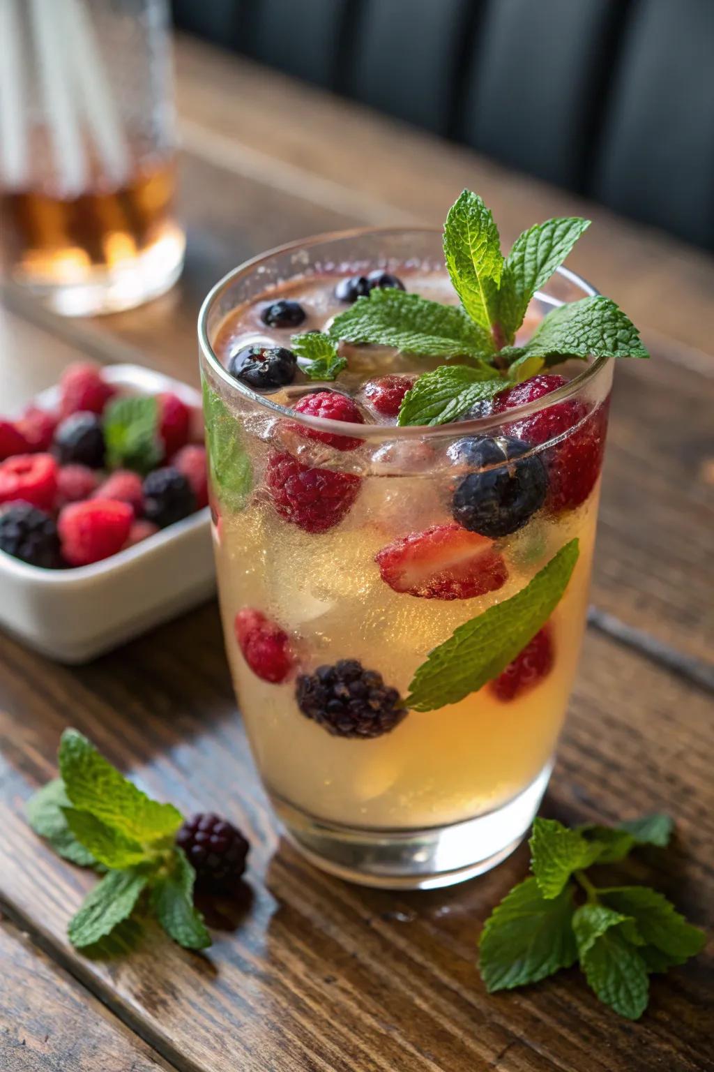 Berry-infused cider punch offering a vibrant burst of flavor.