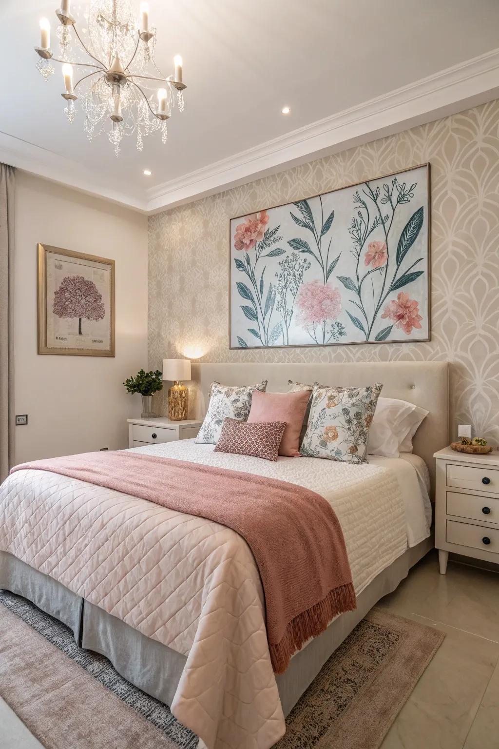 Improve your décor through art with matching tones.