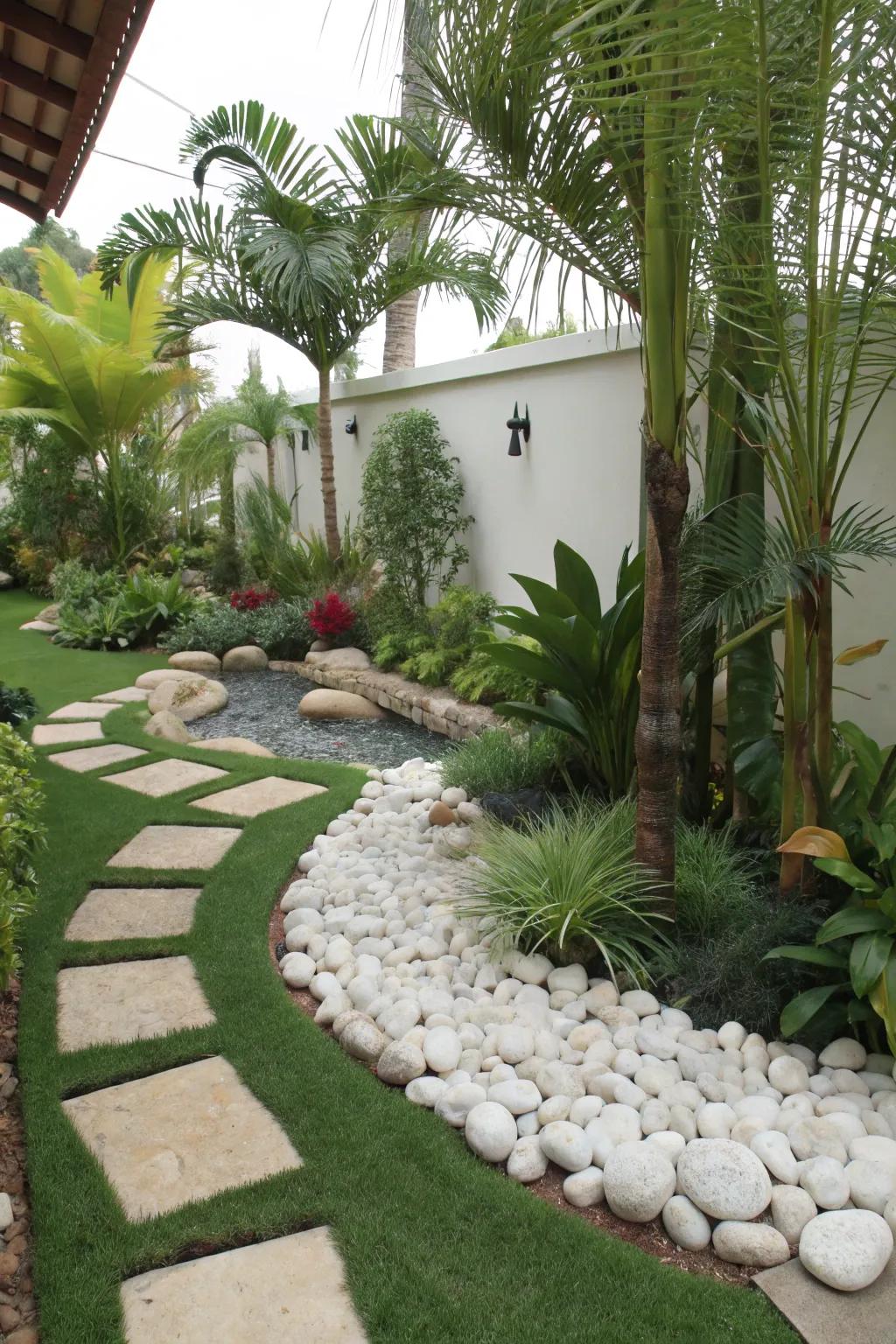 Escape to a tropical feel with this exotic garden layout.