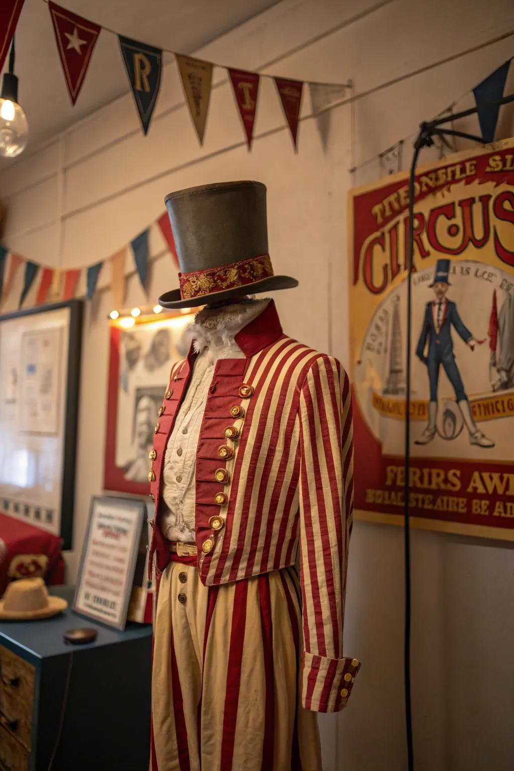Be the main attraction with a vintage carnival entertainer attire.