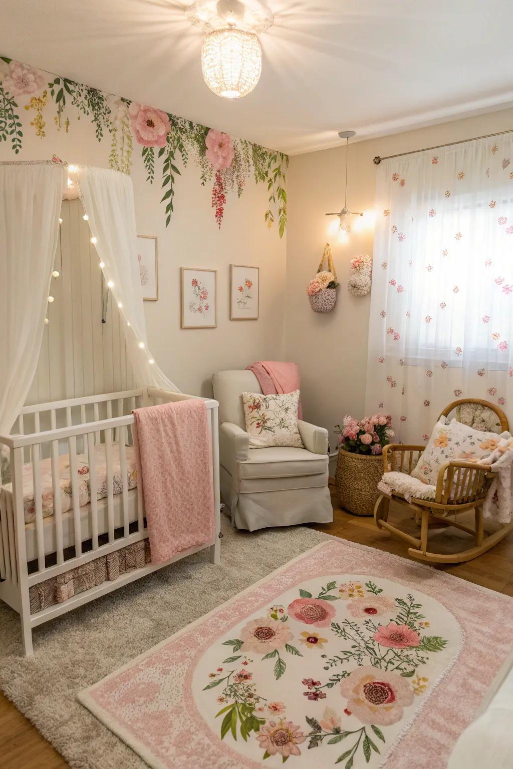 Gentle lighting enhances the serene atmosphere of the nursery.