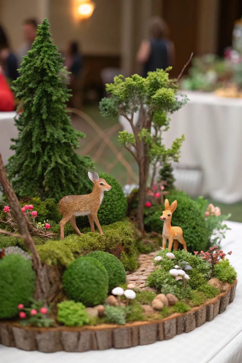 A woodland scene imparts a hint of nature to your table.