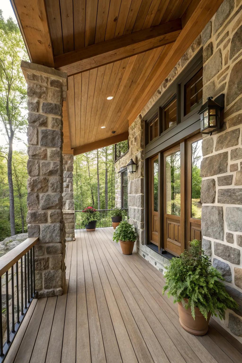 Combine materials for a textured and intriguing porch.