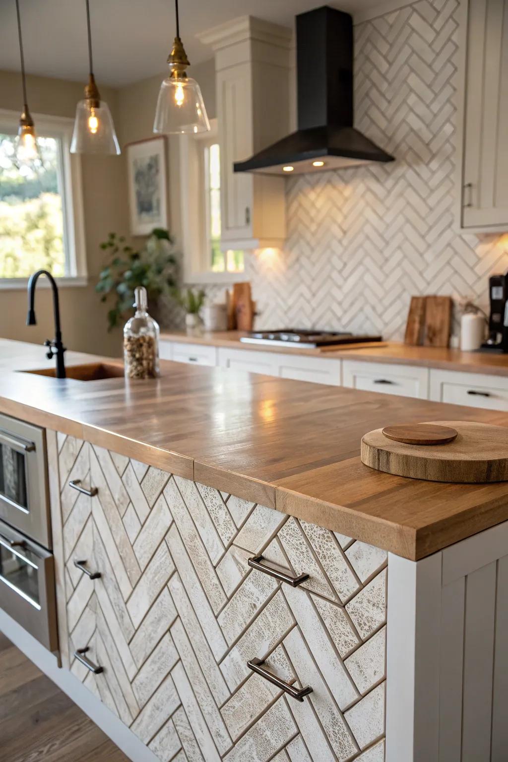 Sophisticated intricate arrangement for an elegant kitchen.