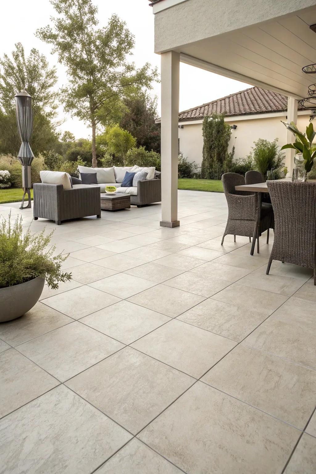 Porcelain tiles provide a sleek and sophisticated look.