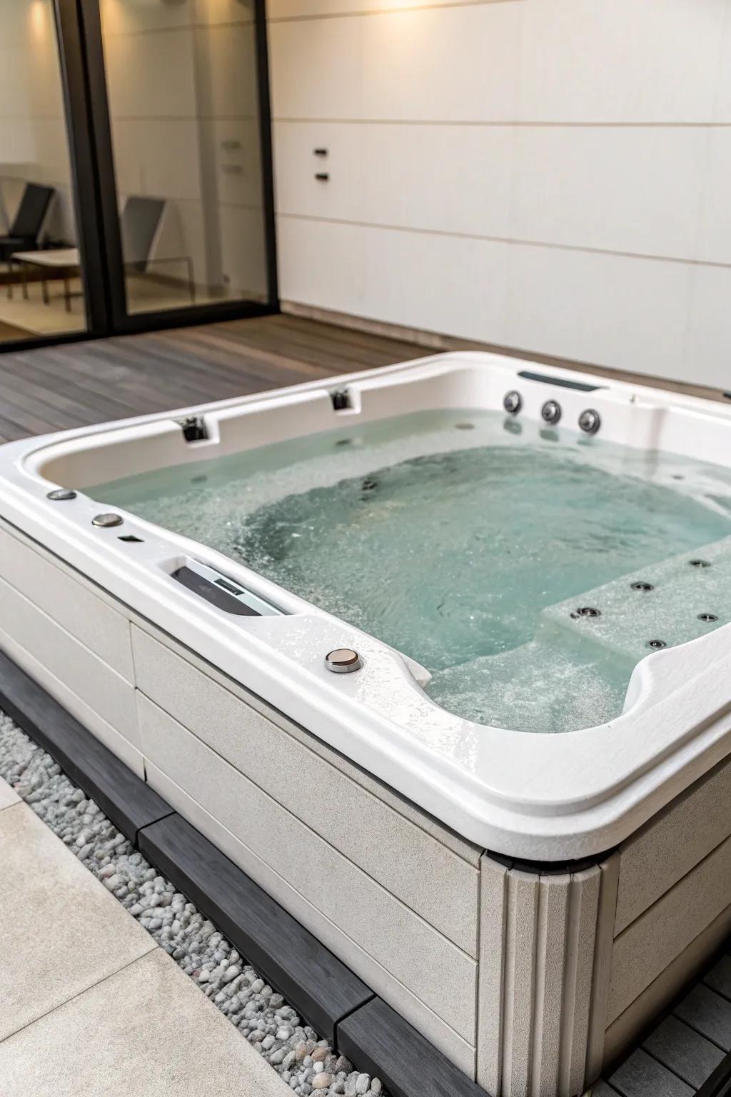 Minimalist design brings a sleek, modern touch to your spa tub.