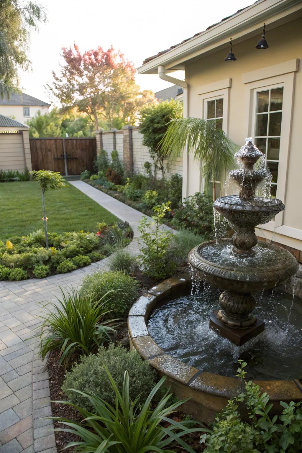 Any backyard gains a soothing touch from a water feature
