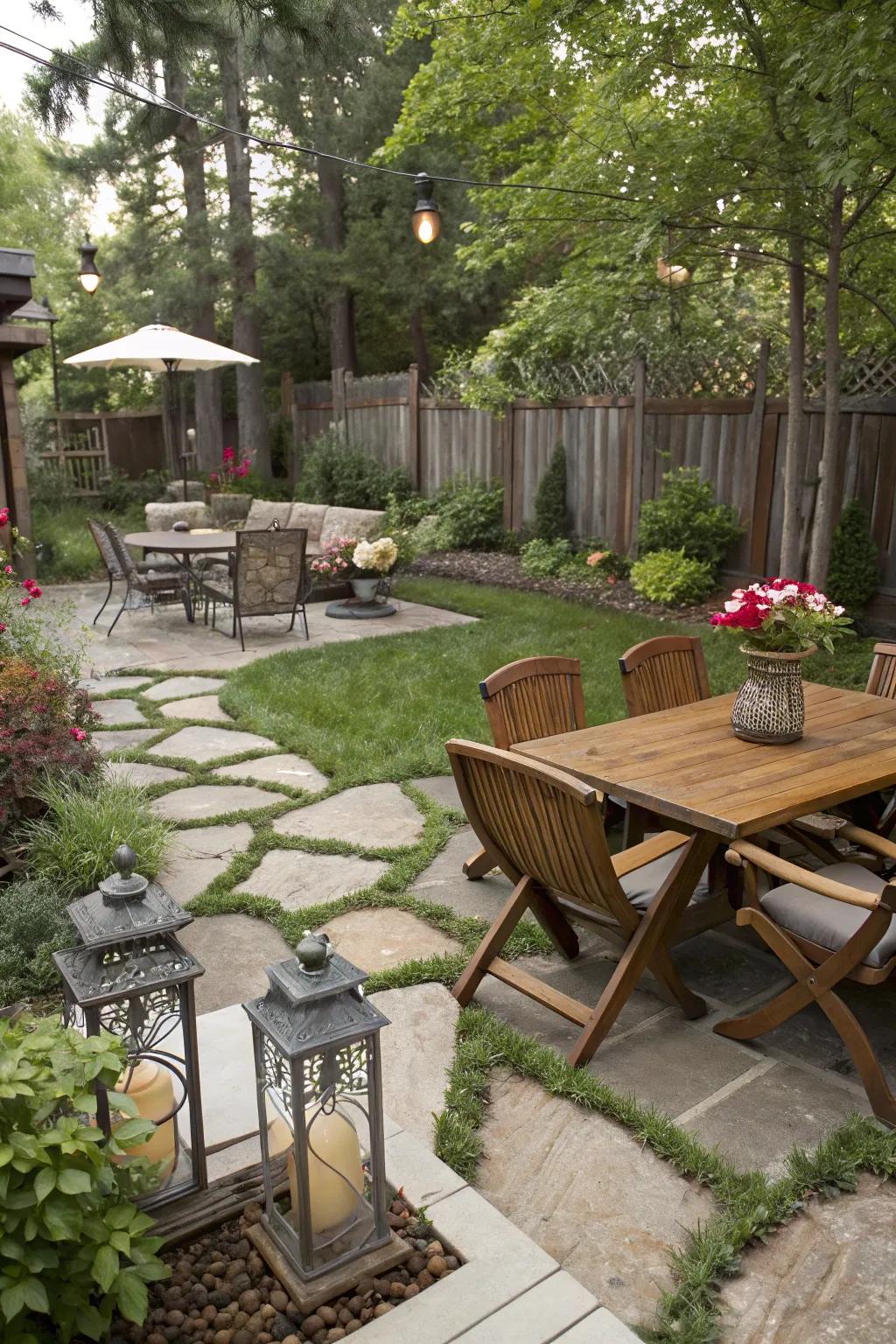 A combination of materials adds texture and interest.
