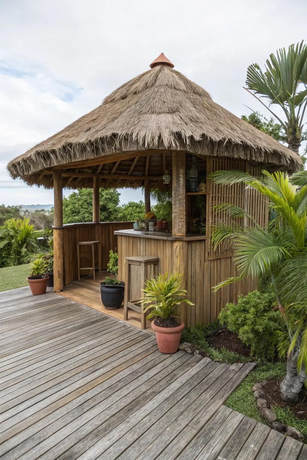 A deck foundation elevates the style and function of your tiki hut.