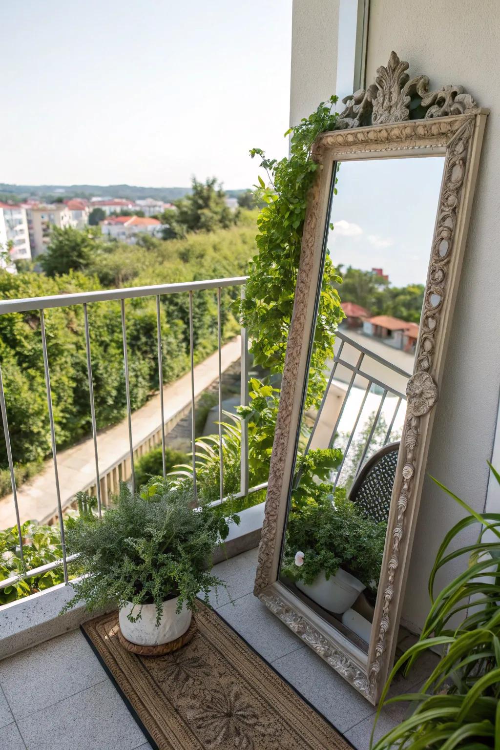 Mirrors can make your balcony seem more open and welcoming.