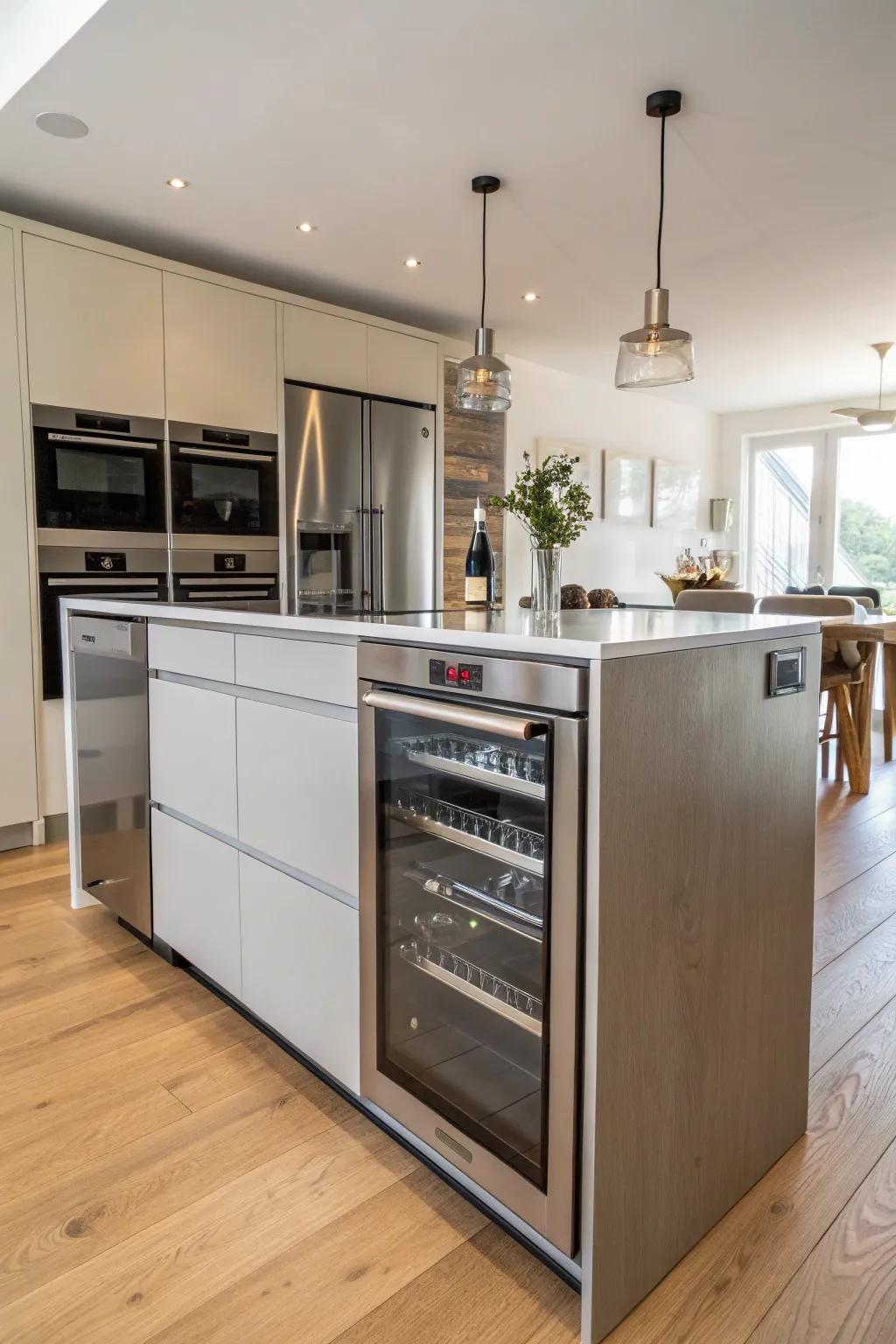 Integrated appliances help create a smooth kitchen look.